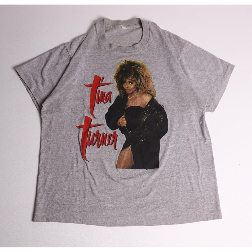 Vintage 80s Tina Turner Break Every Rule World Tour 87 T-Shirt Gray Large 1987
